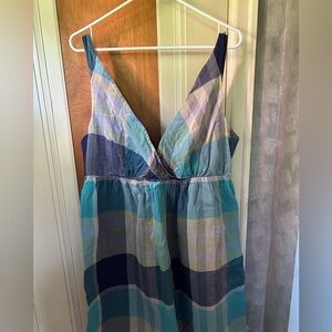 Old Navy Navy Blue Plaid Sleeveless Dress